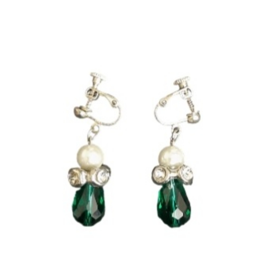 Hand Crafted Vintage Green Angel Earrings